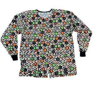 Halloween Creepy Eyeball Scrub Jacket Women's Plus Size XXL Tafford 100% Cotton